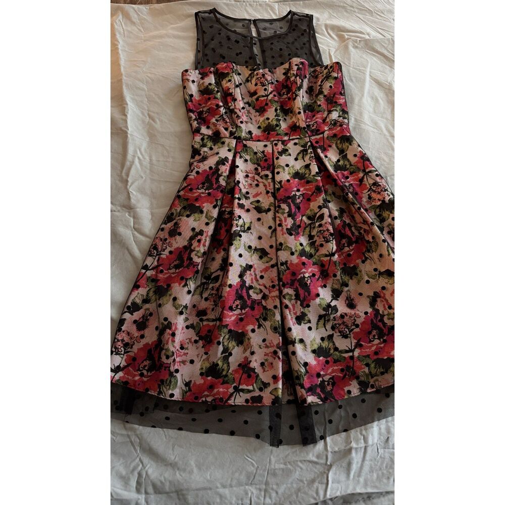 Eliza J Polka Floral Dress 4 Tulle Romantic Feminine Garden Wedding Guest